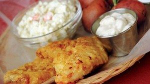 This recipe uses the zippered plastic bag method to mix the breading and coat the catfish.