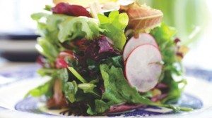 This salad has a nice balance of flavor — from the peppery punch of arugula and radishes to the mild fresh flavors of the greens and the sweet citrus flavor of the marmalade.