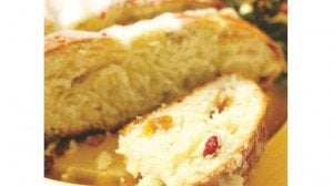 Although a fruitcake, don’t confuse sweet and tender stollen with traditional rum soaked versions.