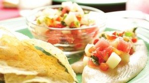 A trip to the farmers market during the height of the summer harvest will net you almost all of the ingredients for this refreshing salsa. Enjoy it with salty tortilla chips or as a relish to accompany grilled chicken or fish.
