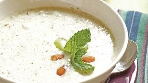 Hot soups warm you up; chilled soups cool you down, a perfect way to take the heat off on a fall afternoon. The perfect seedless grape variety for this fresh tasting soup is Himrod.