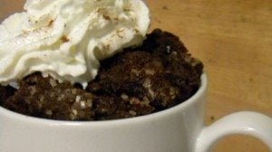 Use five, 8-ounce coffee mugs for this recipe. Note: This needs to chill before baking.