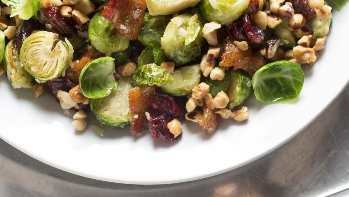 Brussels sprouts, hazelnuts and cranberry salad
