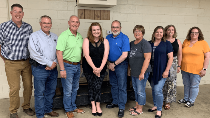 County Engineer Paul Sherry, State Representative Don Jones, Count Commissioner Jack Marlin, County Farm Bureau President Miranda Miser, County Commissioner Dave Wilson, County Recorder Colleen Wheatley, Marilyn Callahan, County Prosecuting Attorney Lindsay Angler, County Auditor Office Amy Swigart
