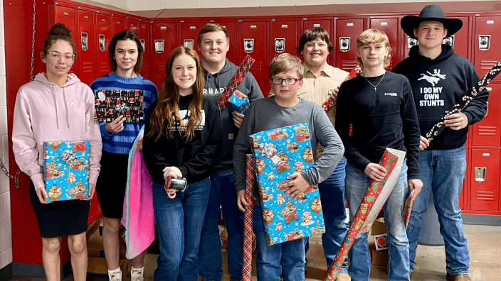 Jackson FFA students wrap gifts