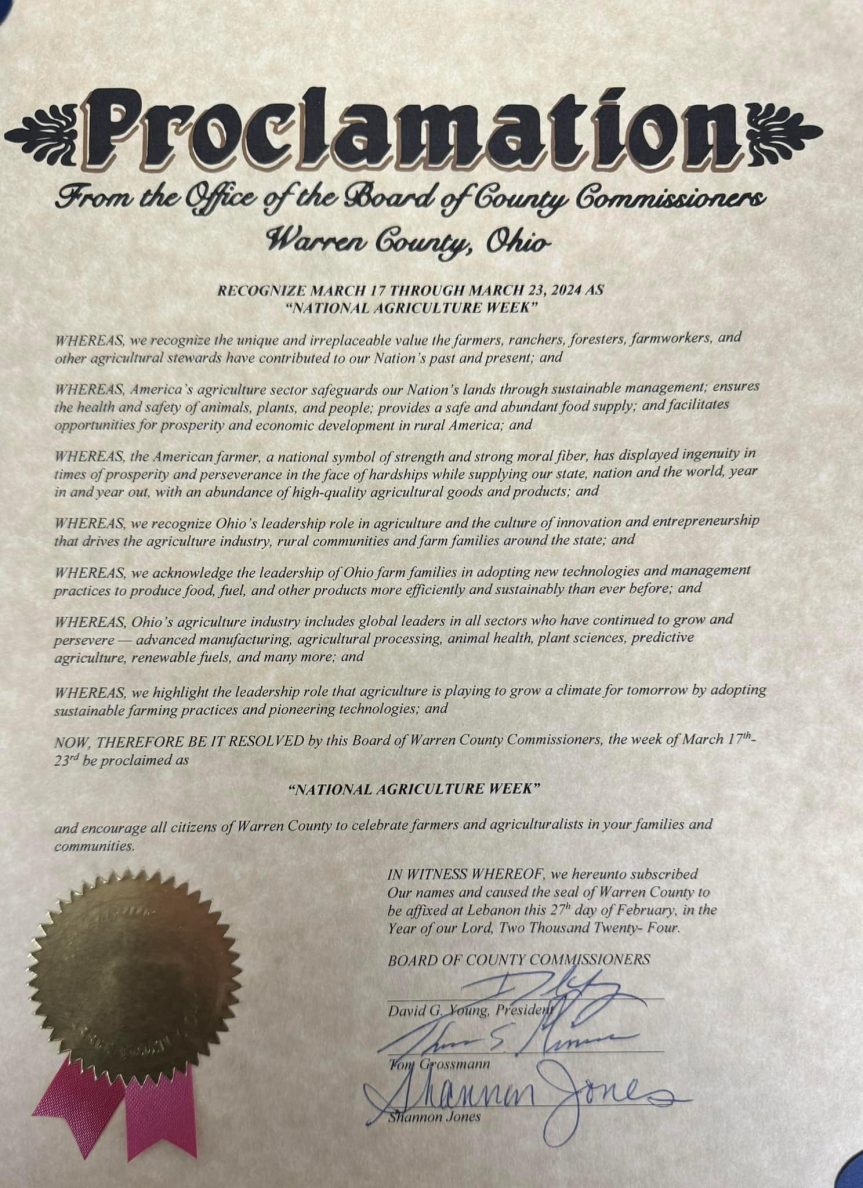 Warren County National Ag Week proclamation
