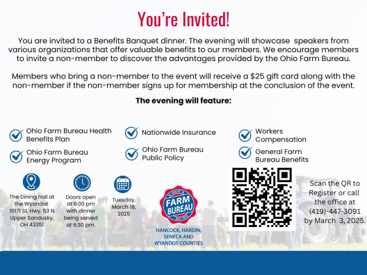 Hancock, Hardin, Seneca, Wyandot County Farm Bureau Benefits Banquet