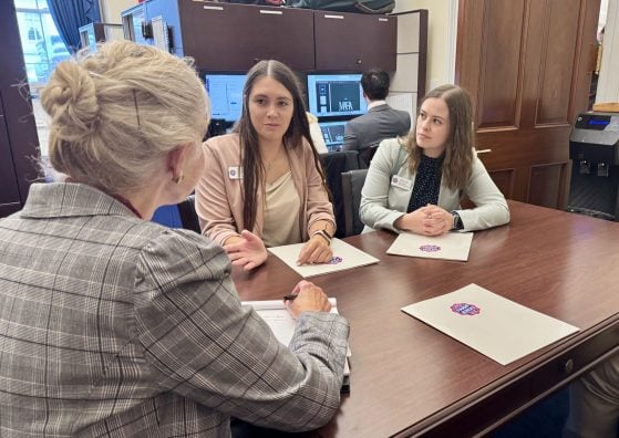 AgriPOWER participants Olivia Lang and Grace Baxter meeting with Congressman Max Miller's staff on Capitol Hill.